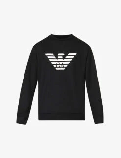 Emporio Armani Brand-print Crewneck Jersey Sweatshirt