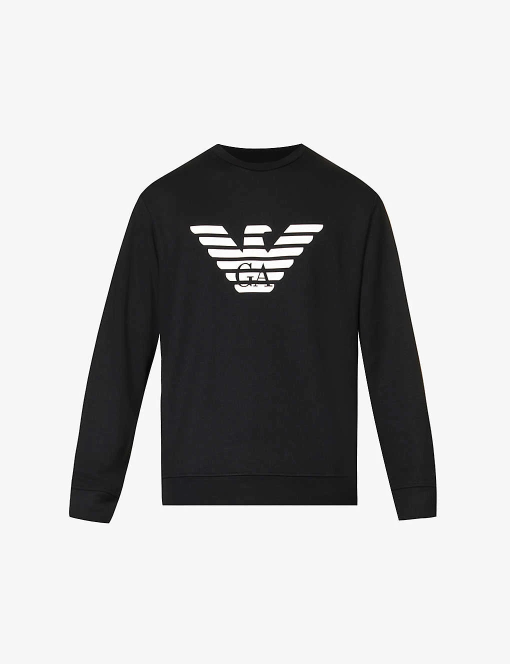 Emporio Armani Brand-print Crewneck Jersey Sweatshirt 3 Emporio Armani Brand-print Crewneck Jersey Sweatshirt