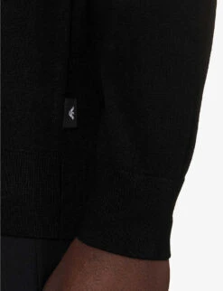 Emporio Armani Brand-embroidered Relaxed-fit Wool-blend Hoody 13 Emporio Armani Brand-embroidered Relaxed-fit Wool-blend Hoody -Selfidges Launches R04196993 NERO ALT05