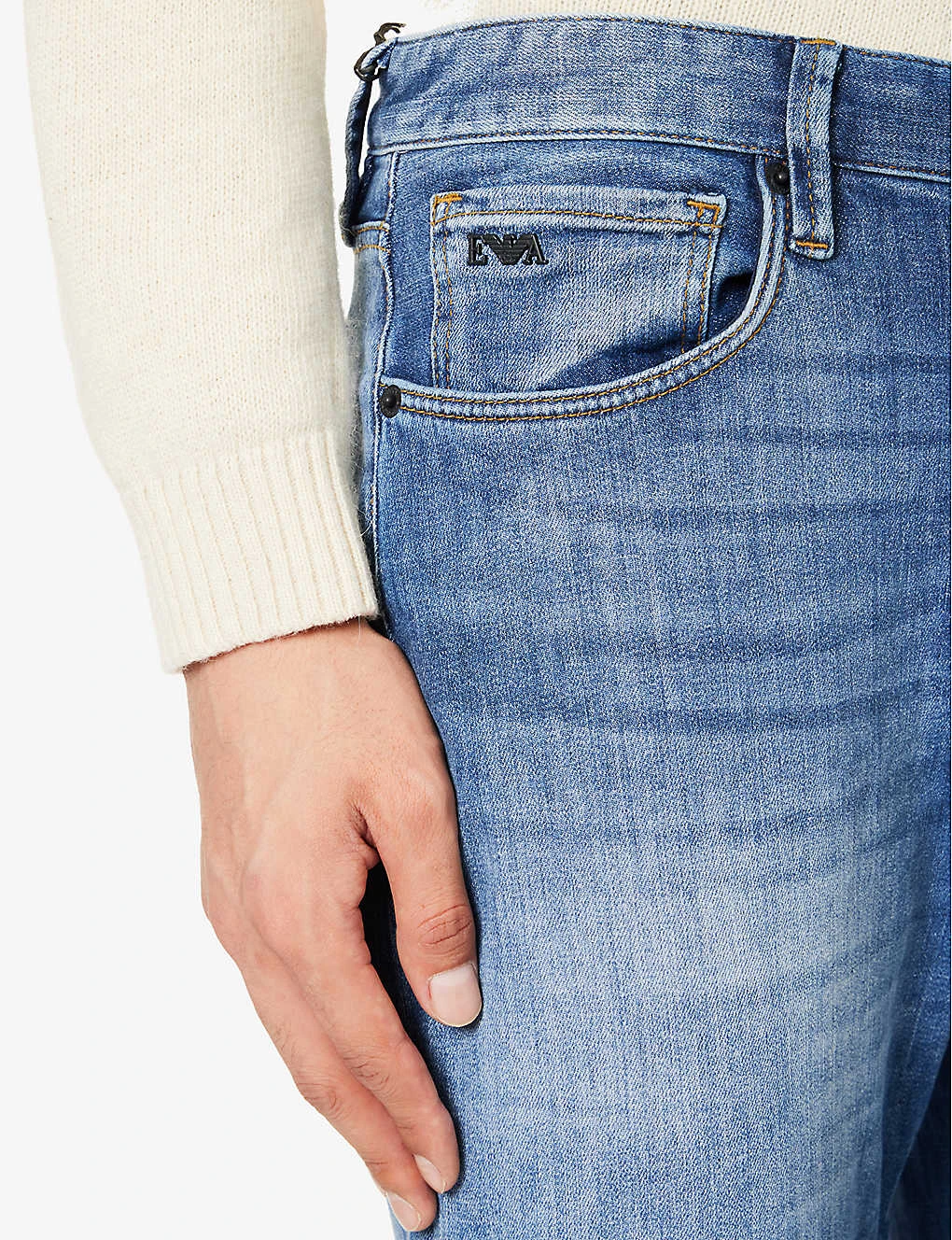 Emporio Armani Brand-plaque Straight-leg Stretch-denim Jeans 7 Emporio Armani Brand-plaque Straight-leg Stretch-denim Jeans - Image 5