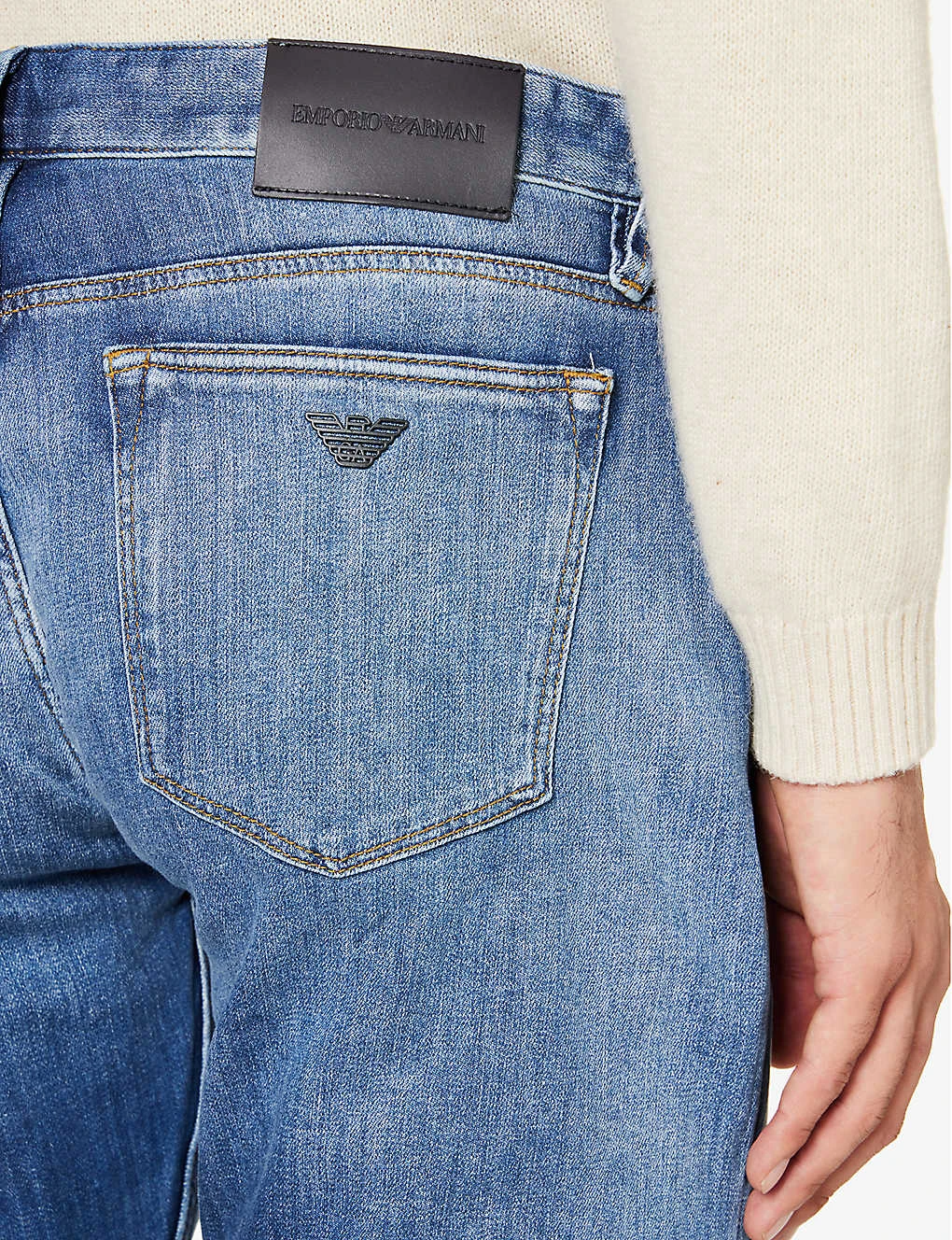 Emporio Armani Brand-plaque Straight-leg Stretch-denim Jeans 8 Emporio Armani Brand-plaque Straight-leg Stretch-denim Jeans - Image 6