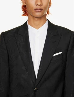 Emporio Armani Floral-jacquard Single-breasted Wool-blend Jacket -Selfidges Launches R04197013 NERO ALT05