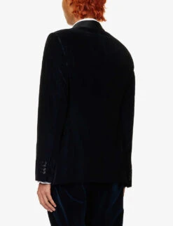 Emporio Armani Shawl-collar Single-breasted Velour Tuxedo Jacket -Selfidges Launches R04197014 BLUNAVY ALT03