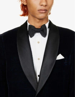 Emporio Armani Shawl-collar Single-breasted Velour Tuxedo Jacket -Selfidges Launches R04197014 BLUNAVY ALT04