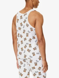 MOSCHINO Toy Bear Graphic-print Stretch-cotton Top -Selfidges Launches R04199700 FANTASYPRINTWHITE1 ALT02