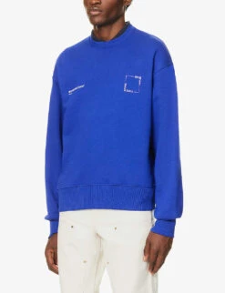 Square Logo-print Organic-cotton And Recycled-polyester-blend Sweatshirt -Selfidges Launches R04199956 ROYALBLUE ALT02