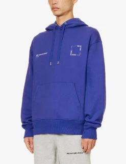 Square Logo-print Organic-cotton And Recycled-polyester-blend Hoody -Selfidges Launches R04199957 ROYALBLUE ALT02