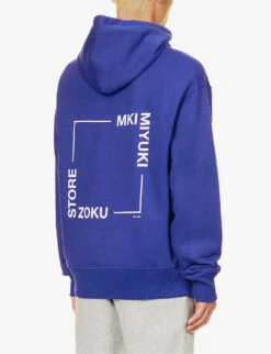 Square Logo-print Organic-cotton And Recycled-polyester-blend Hoody -Selfidges Launches R04199957 ROYALBLUE ALT03