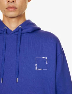 Square Logo-print Organic-cotton And Recycled-polyester-blend Hoody -Selfidges Launches R04199957 ROYALBLUE ALT04