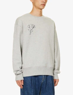 Floral Graphic-print Organic-cotton And Recycled-polyester-blend Sweatshirt -Selfidges Launches R04199962 GREY ALT02